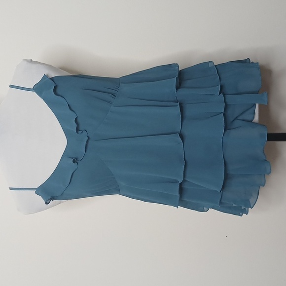 Bisou Bisou by Michele Bohbot teal ruffle spaghetti strap tank top size 8 - Picture 1 of 16